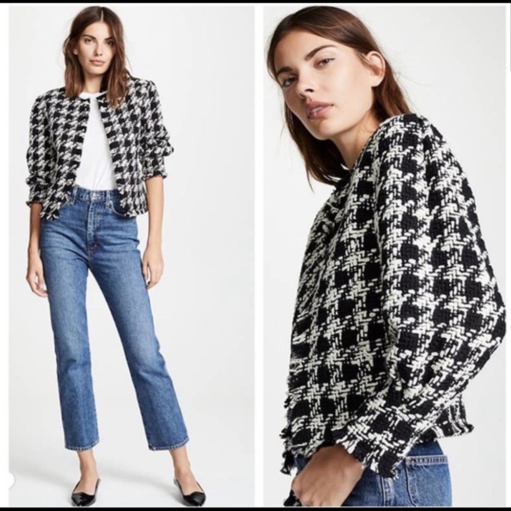 Joie Awel twill knitted houndstooth jacket